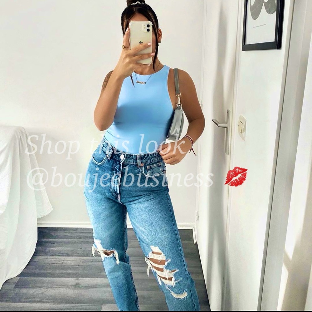 ZARA BNWT Light Blue Halterneck Bodysuit - Picture 13 of 16